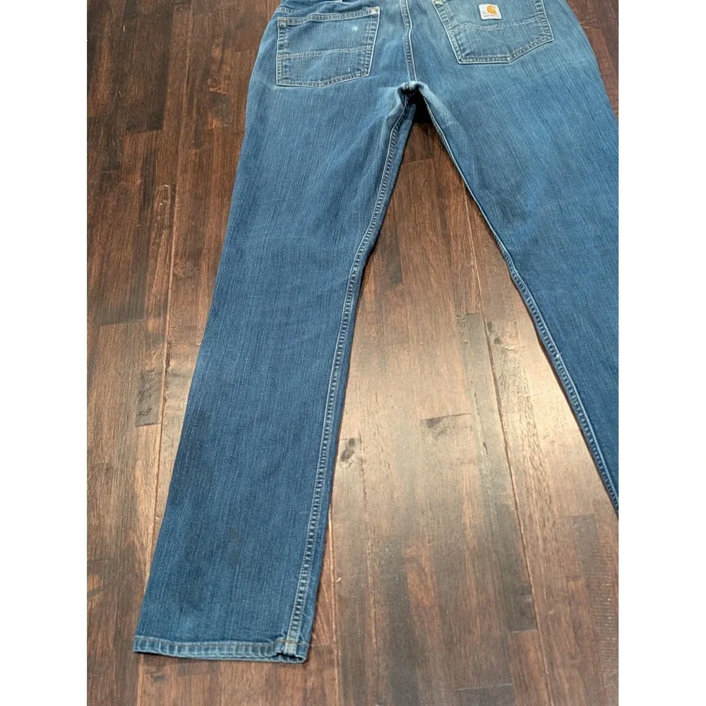 Carhartt Jeans Mens 34x34 Blue Rugged Flex Straight Leg Stretch Denim Paint - Picture 12 of 16